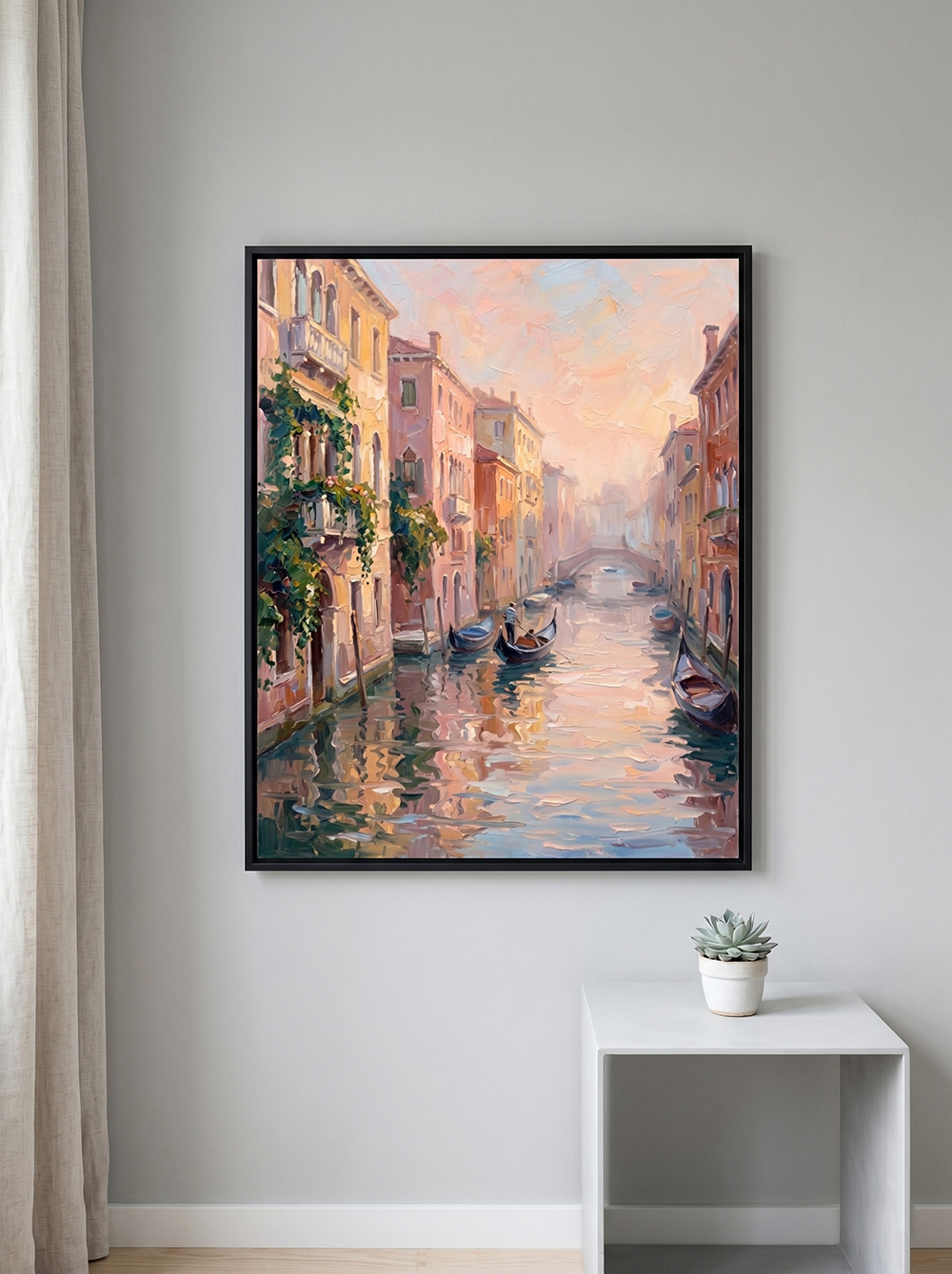 "Venetian Dawn Reverie" | Hand-Embellished Venice Canal Sunrise Impasto Canvas | Romantic Italian Wall Art - Image 4