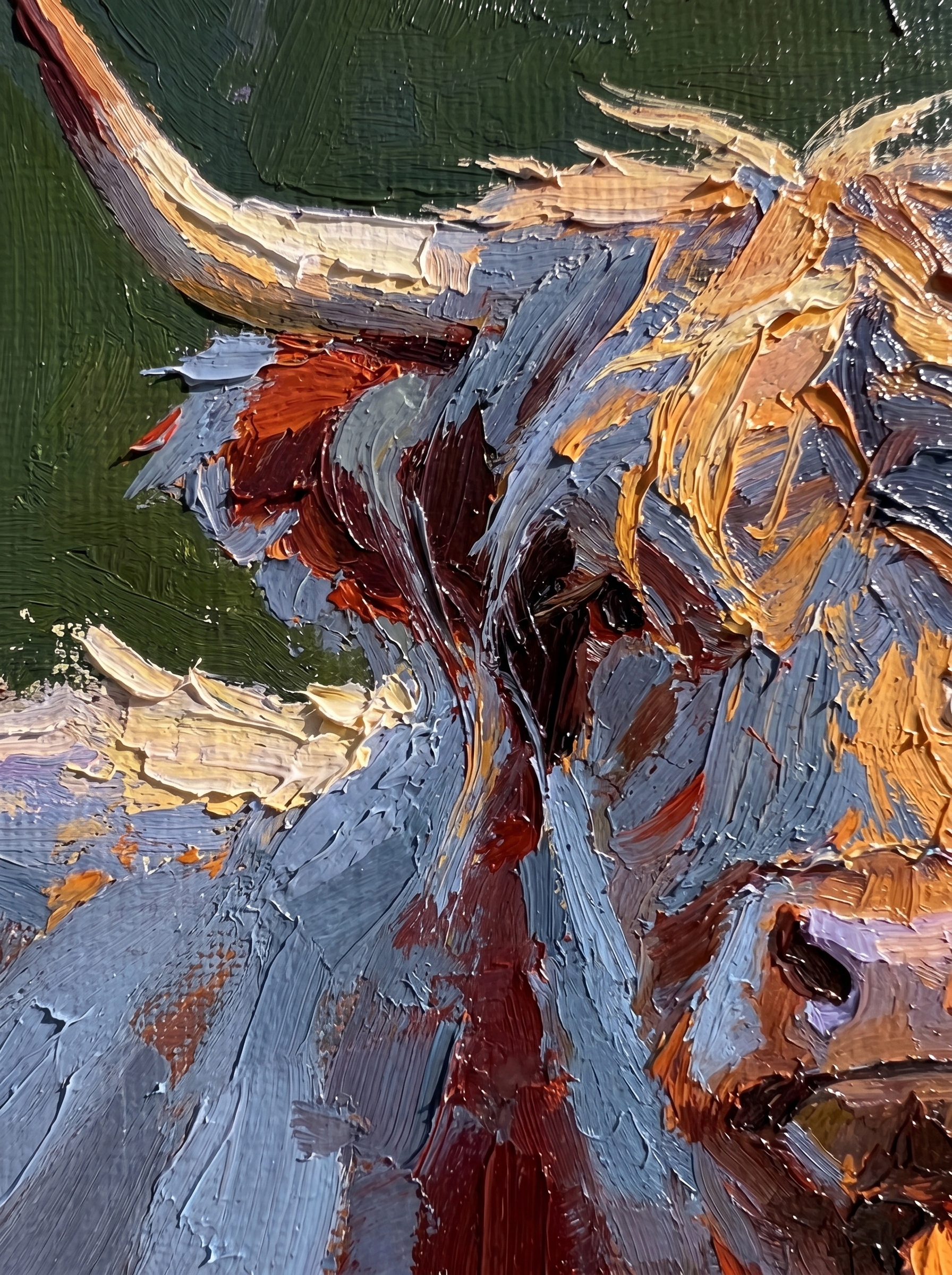 Art You Can Touch and Feel: Zoom in to witness the fierce, irregular palette knife ridges. We use heavy, chunky layers of premium oil paint to build a physical, 3D sculptural relief. Watch how the warm amber and terracotta tones catch the natural light, highlighting the raw, unrefined beauty of expressionism.