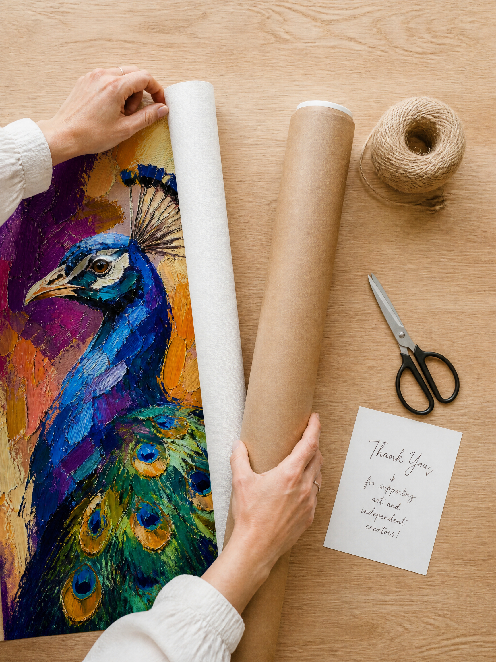 Gallery-Grade Safe Delivery: We understand the value of true art. Once hand-embellished and fully dried, your canvas is carefully rolled by our artisans and secured inside a heavy-duty, crush-resistant shipping tube. Every order includes a complimentary thank-you card, delivering the genuine warmth and dedication of the Timeless Brush Art studio straight to your door.