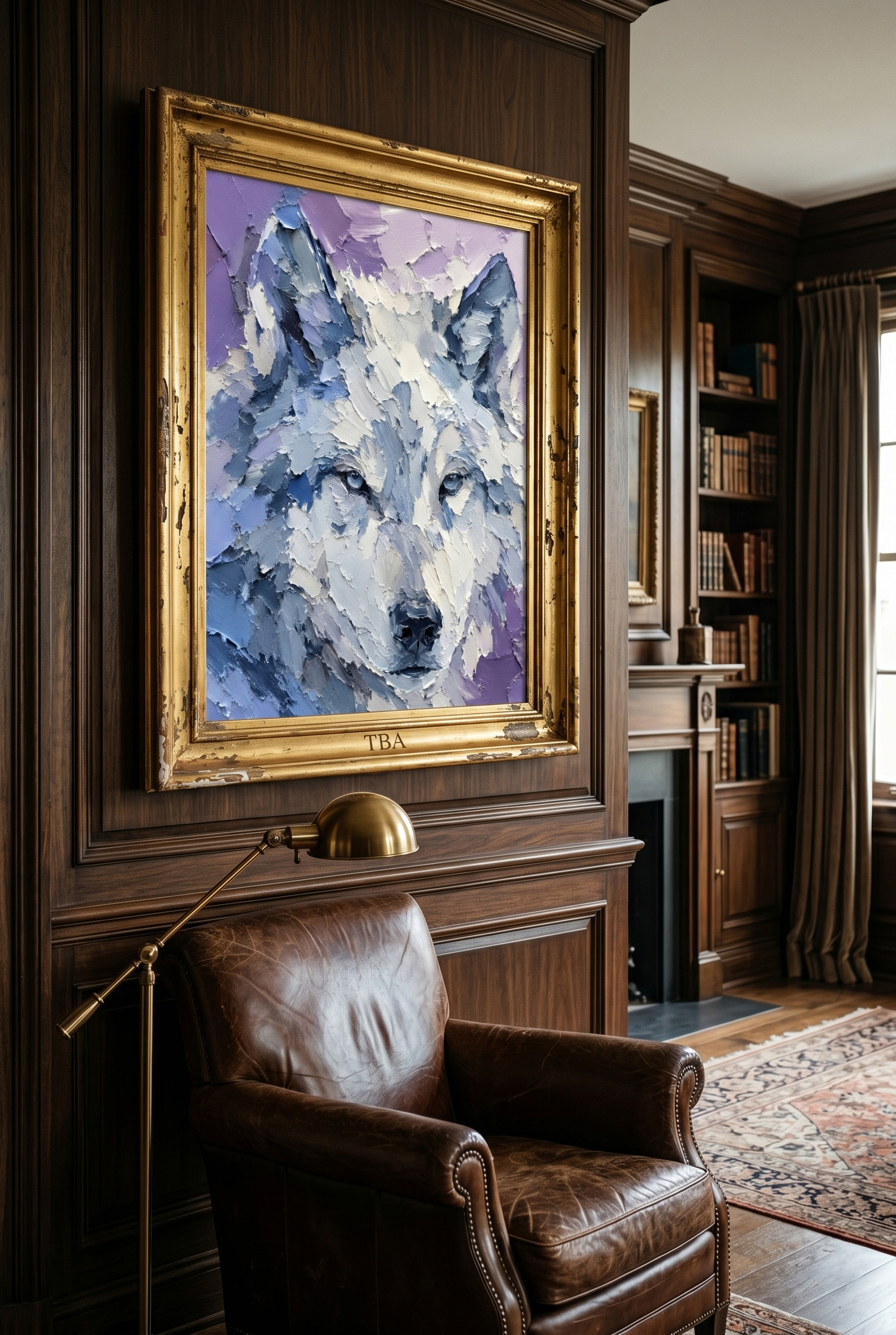 Command the Room: Perfect for a sophisticated home office, cigar lounge, or dark academia study. Framed in classic gold against rich dark wood, the sovereign wolf’s steady gaze brings an undeniable aura of leadership, independence, and quiet confidence to your personal executive space.