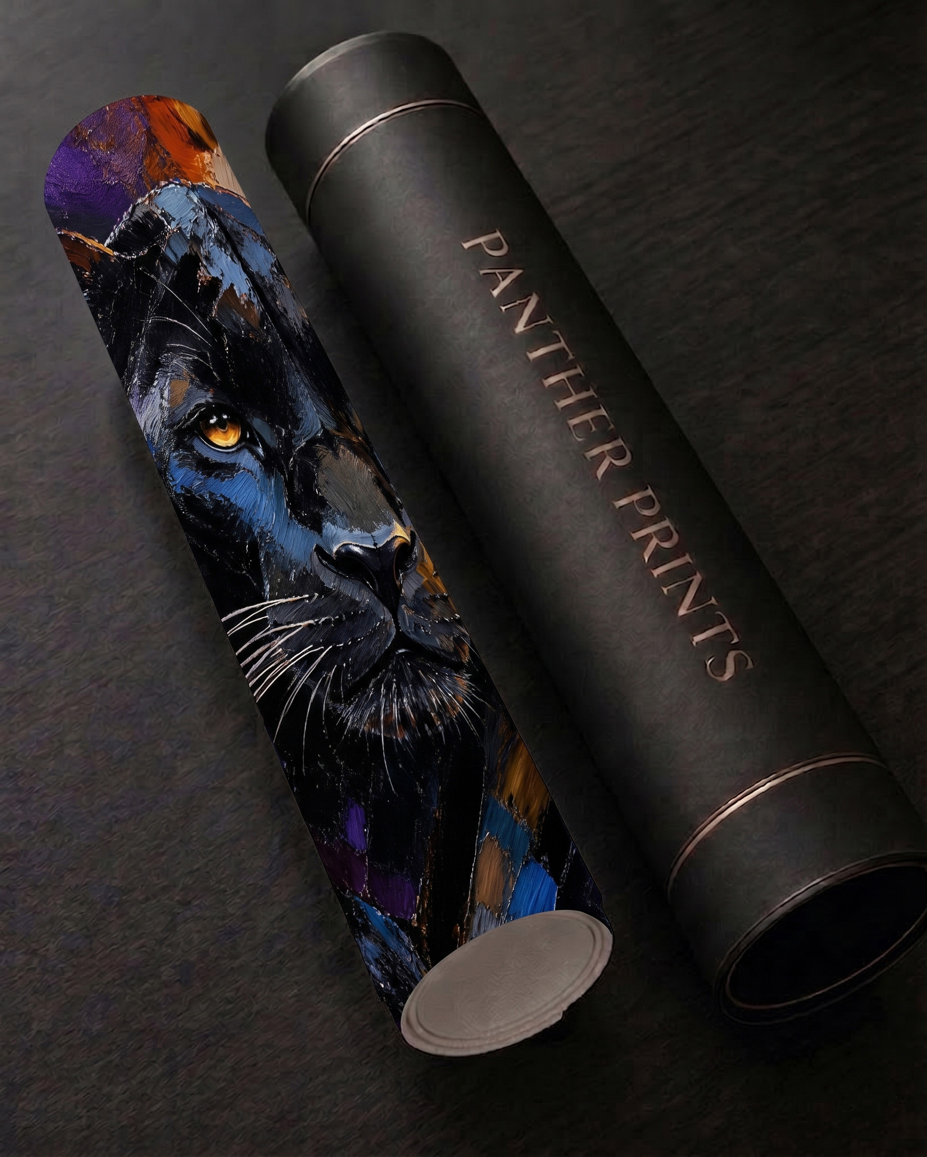 "Midnight Sovereign" Abstract Black Panther Impasto Oil Painting | Unframed Rolled Canvas Wall Art - Image 6